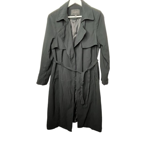 Banana Republic Black Trench Coat MP Petite Belted Fall Winter Jacket - Picture 1 of 16